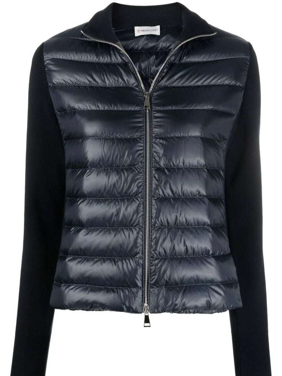 Clothing * | Moncler 'Navy Padded Cotton Cardigan'