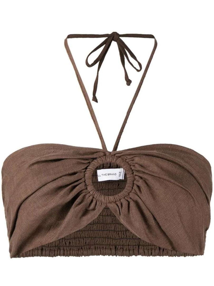 Clothing * | Faithfull The Brand Clothing Brown 'Cyprus' Halterneck Bralette Top