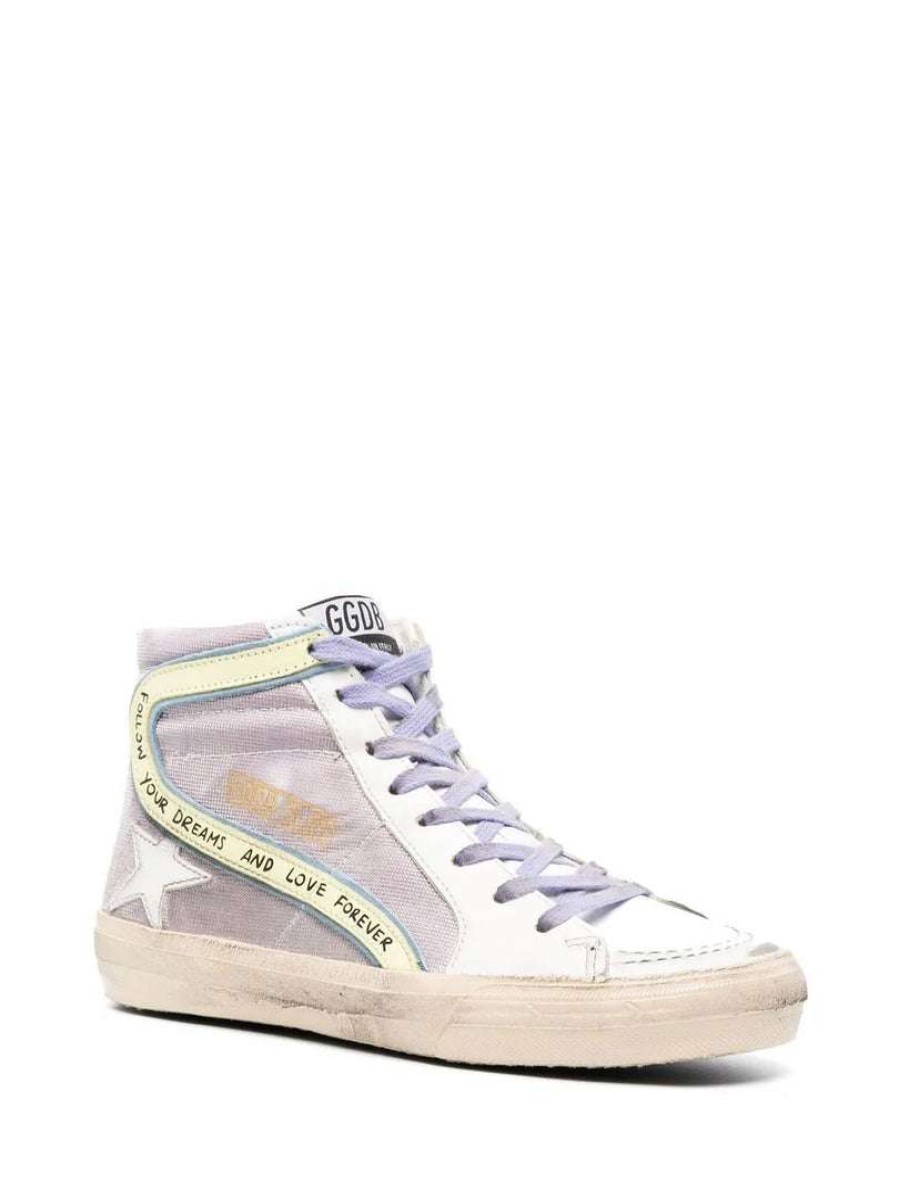 Shoes * | Golden Goose Shoes 'Lilac Glitter Shearling Slide Sneakers'