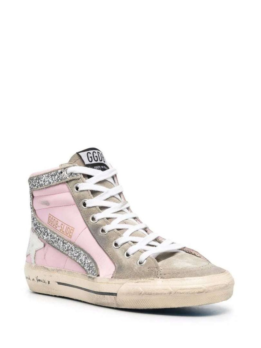 Shoes * | Golden Goose Shoes Pink 'Slide' High Top Trainers