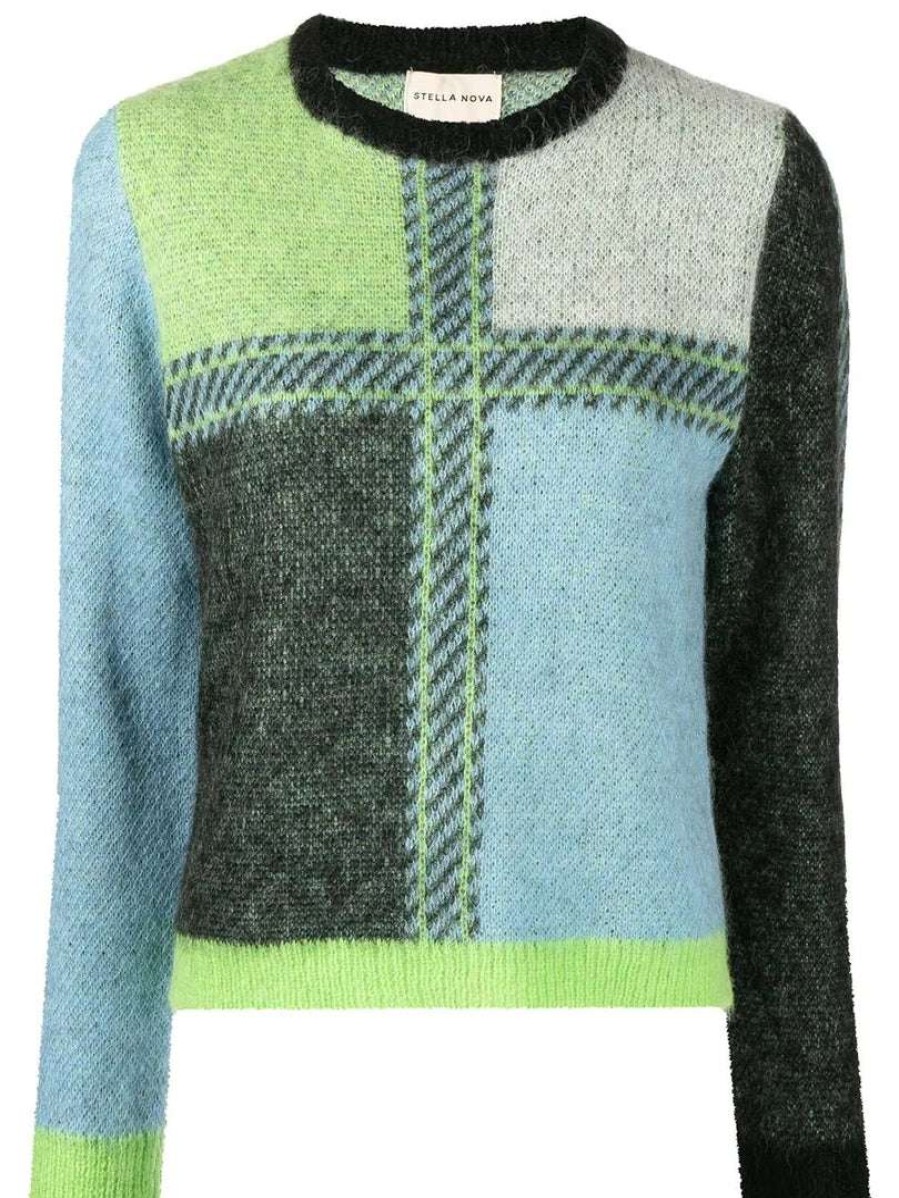 Clothing * | Stella Nova Clothing Green 'Rima Joe' Check Sweater