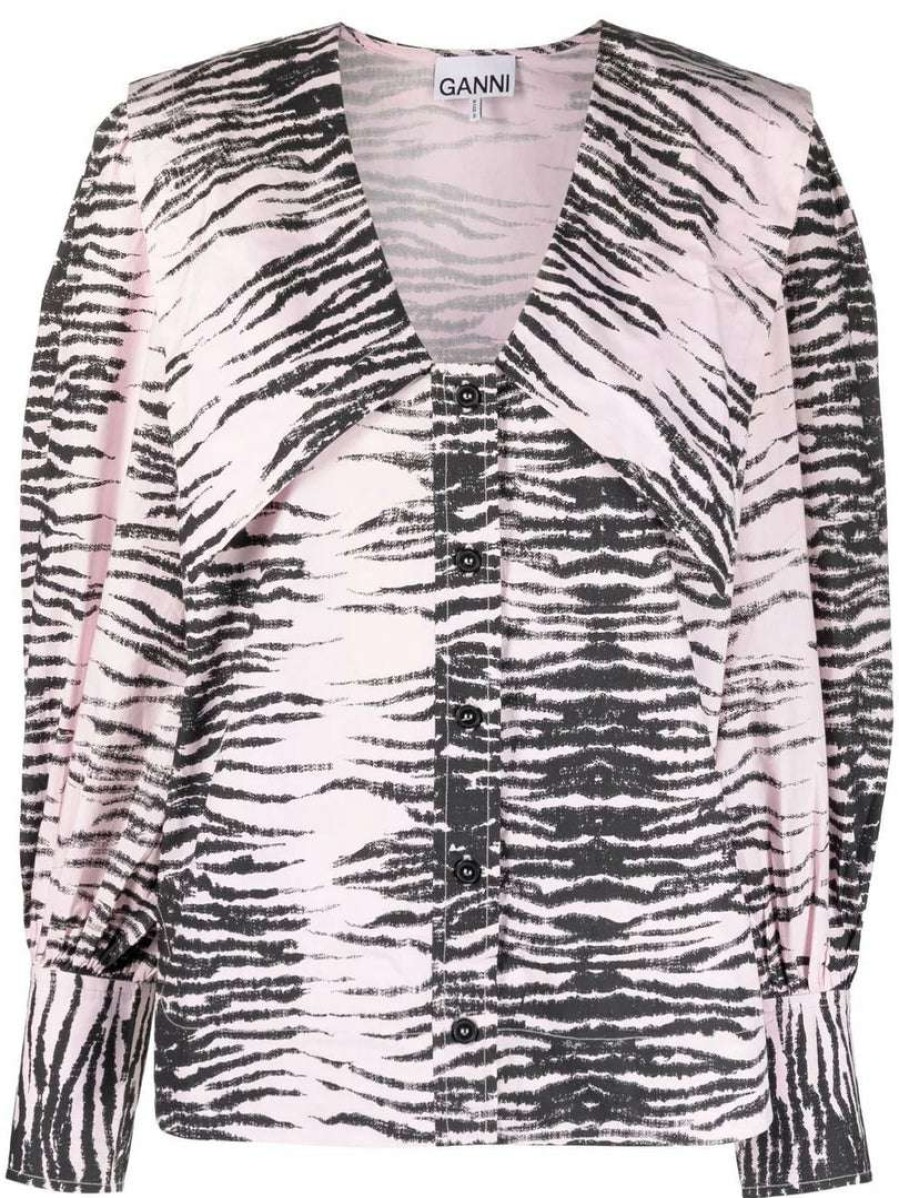 Clothing * | Ganni 'Zebra Stripe Shirt'