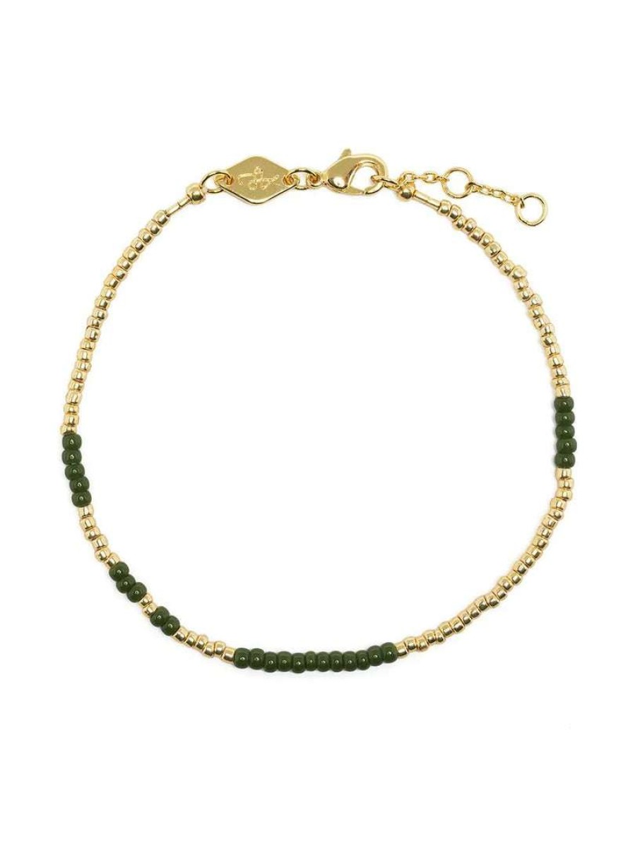 Accessories * | Anni Lu Accessories Army Green 'Asym 22' Beaded Bracelet