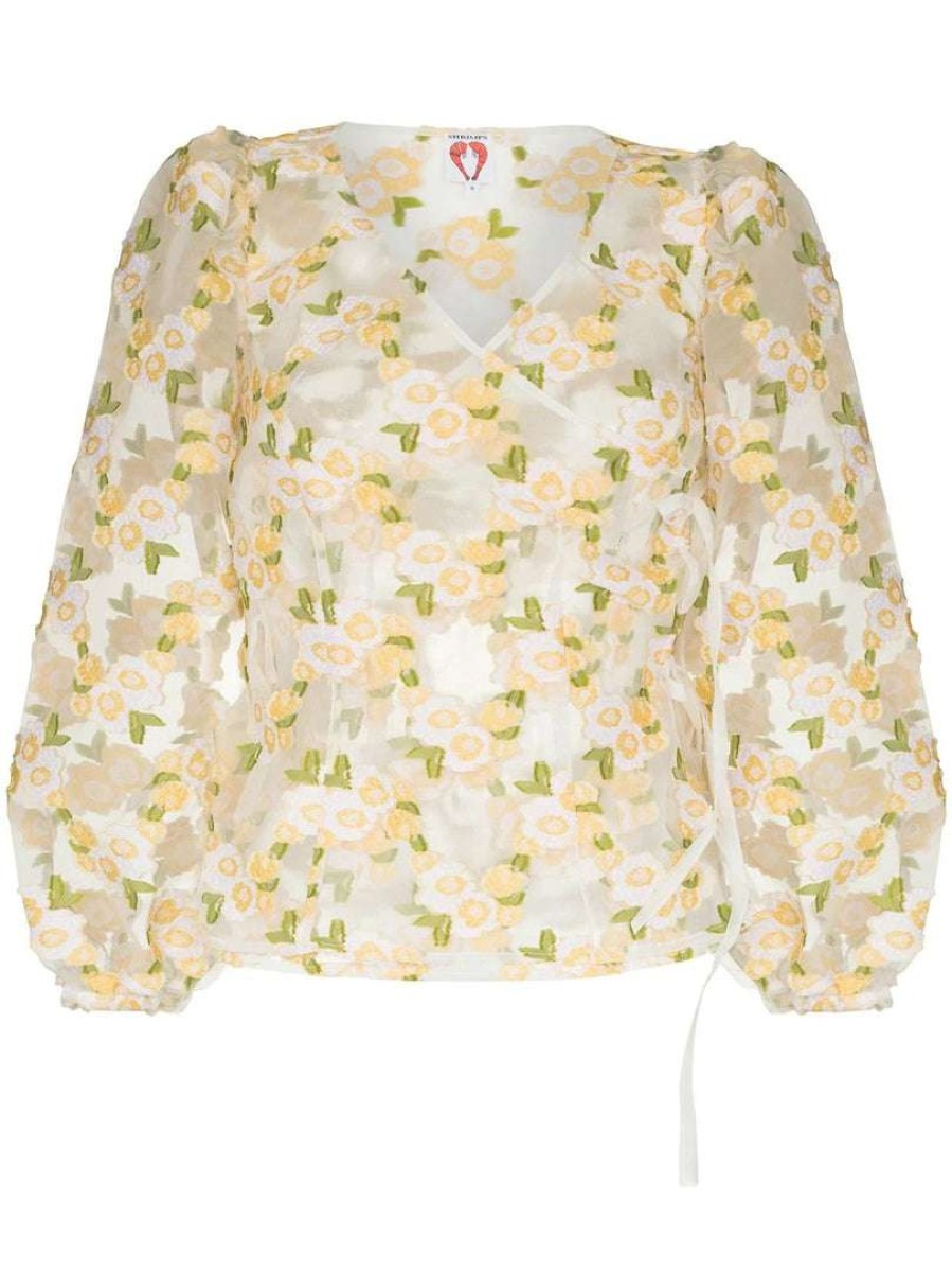 Clothing * | Shrimps 'Cordelia' Sheer Floral Wrap Blouse