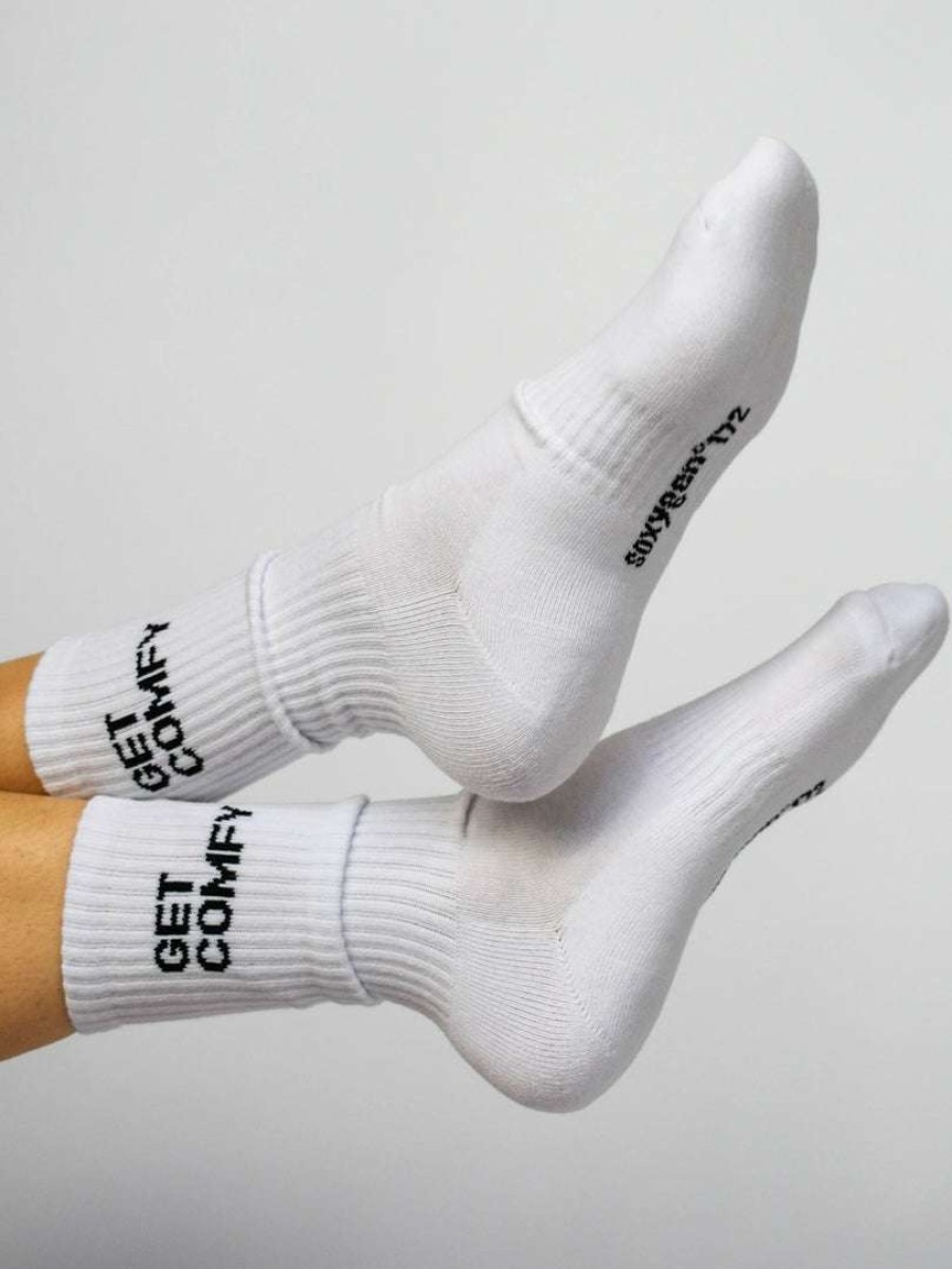 Accessories * | Soxygen Unisex White 'Get Comfy' Classic Socks