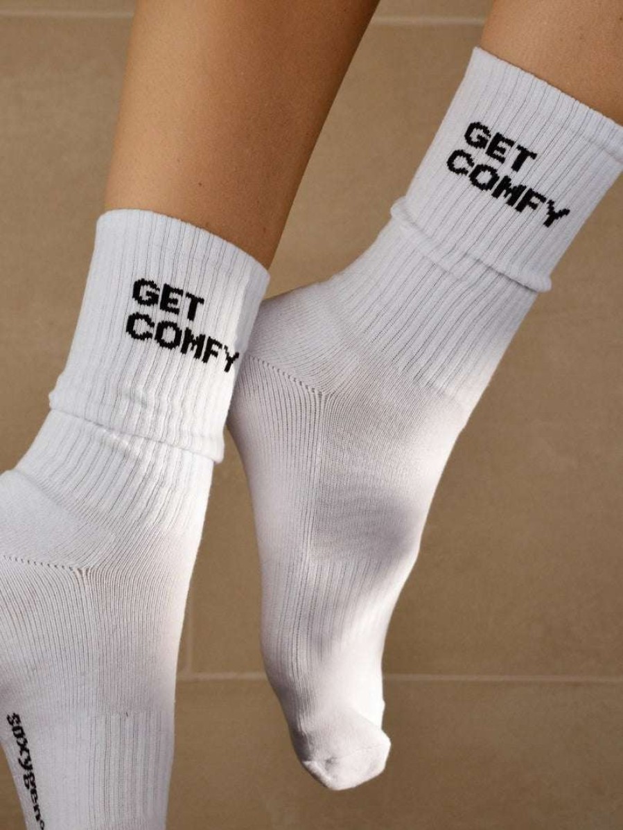 Accessories * | Soxygen Unisex White 'Get Comfy' Classic Socks