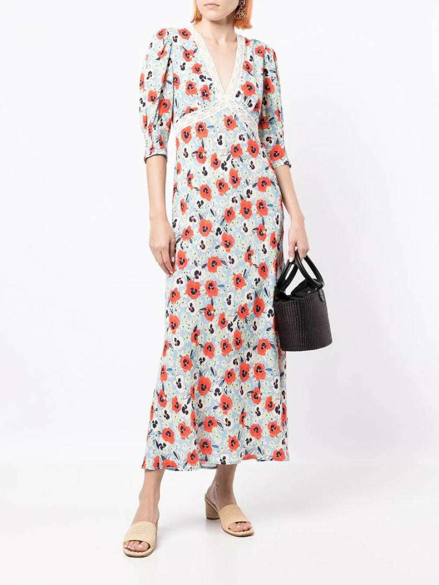 Clothing * | Rixo London 'Gemma' Pansy Floral Midi Dress