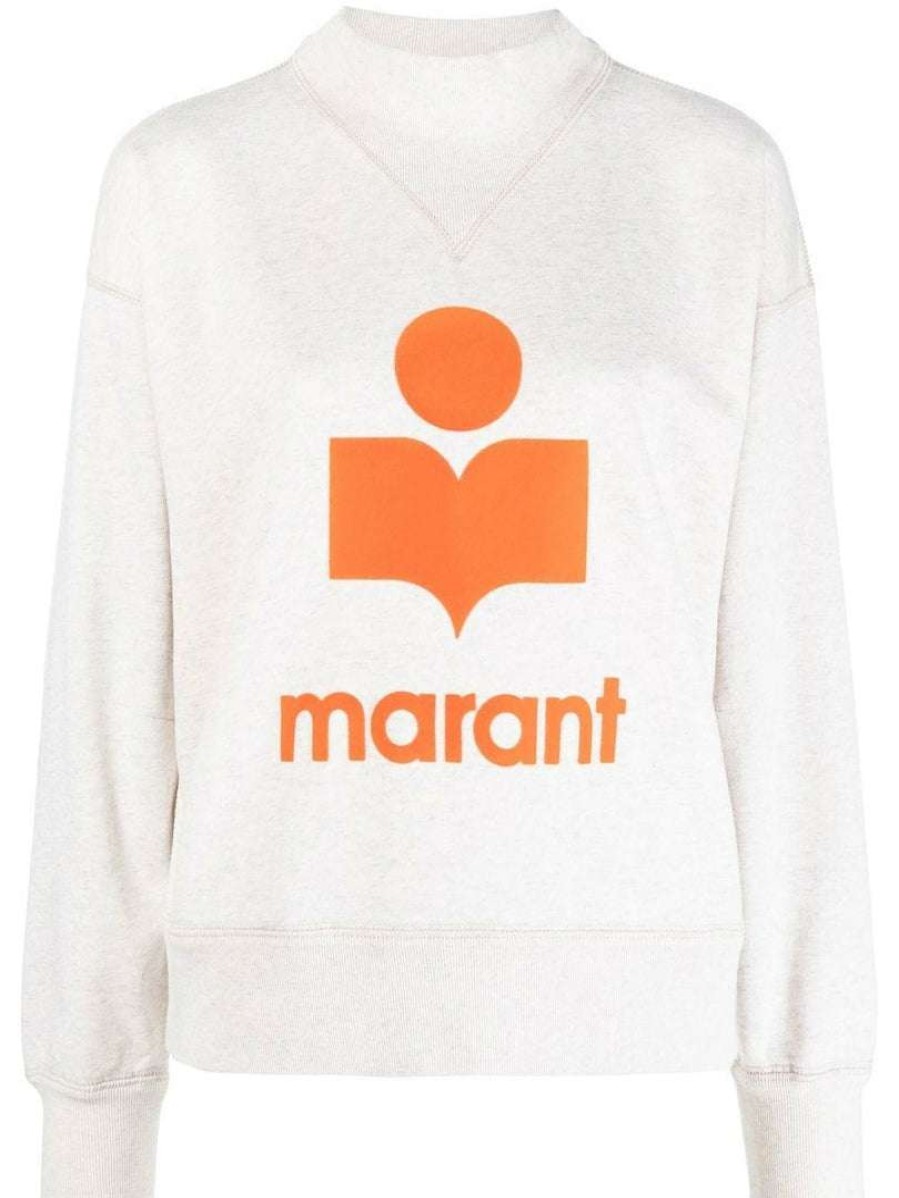 Clothing * | Isabel Marant Etoile 'Moby' Orange Felt Logo Sweatshirt