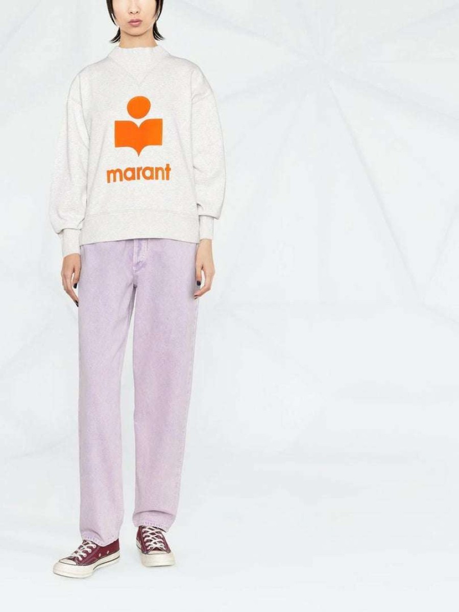 Clothing * | Isabel Marant Etoile 'Moby' Orange Felt Logo Sweatshirt