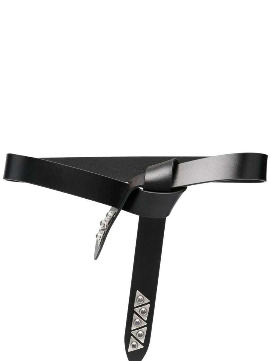 Accessories * | Isabel Marant Accessories Black 'Letri' Stud Detail Belt