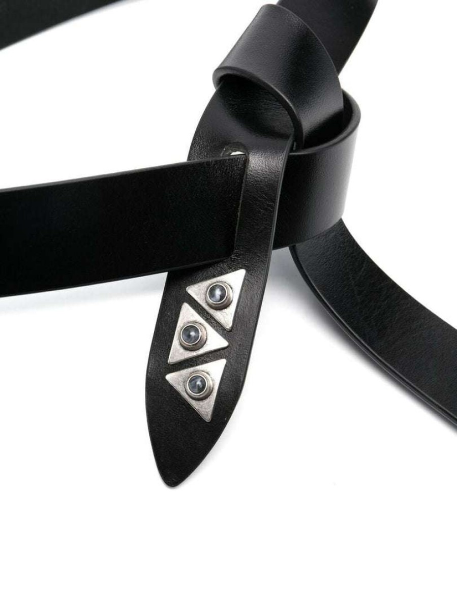 Accessories * | Isabel Marant Accessories Black 'Letri' Stud Detail Belt