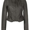 Clothing * | Mdk Brown 'Rucy' Zipped Leather Jacket Clothing