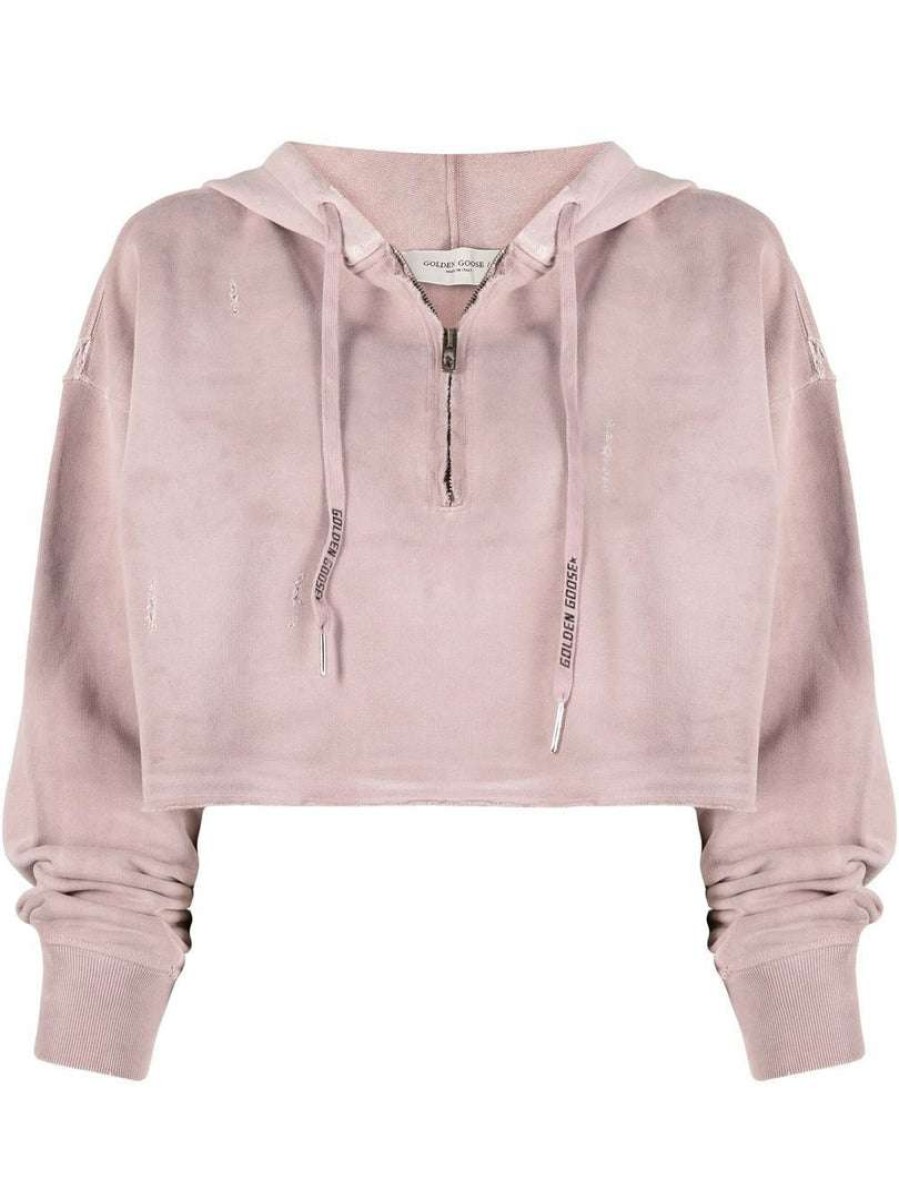 Clothing * | Golden Goose Clothing 'Distressed Cropped Hoodie'