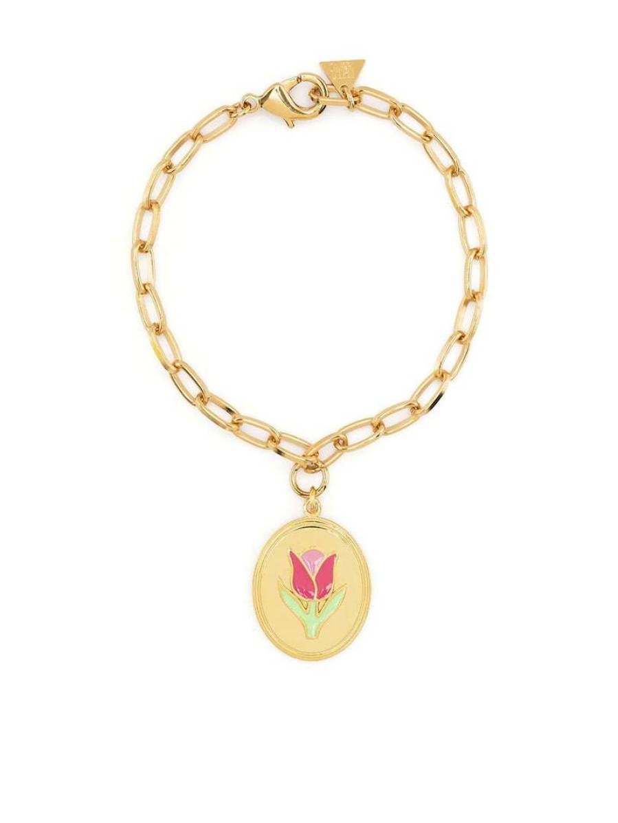 Accessories * | Wilhelmina Garcia Accessories 'Pink Tulip Charm Bracelet'