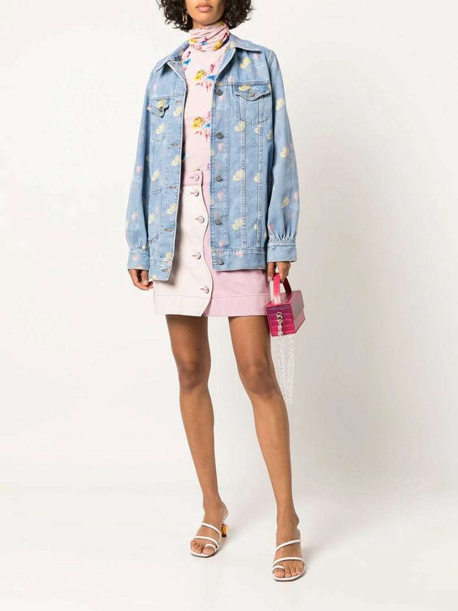 Clothing * | Ganni 'Painted Floral Denim Jacket'