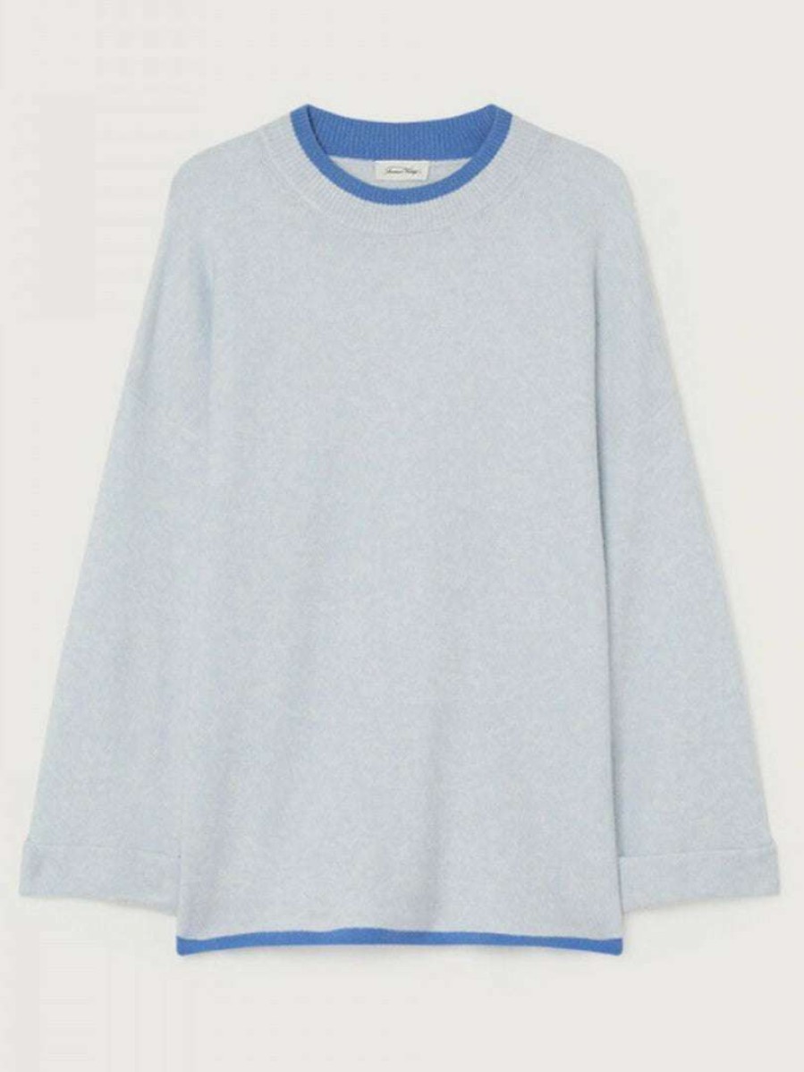 Clothing * | American Vintage Blue Oversized 'Damsville' Tonal Sweater