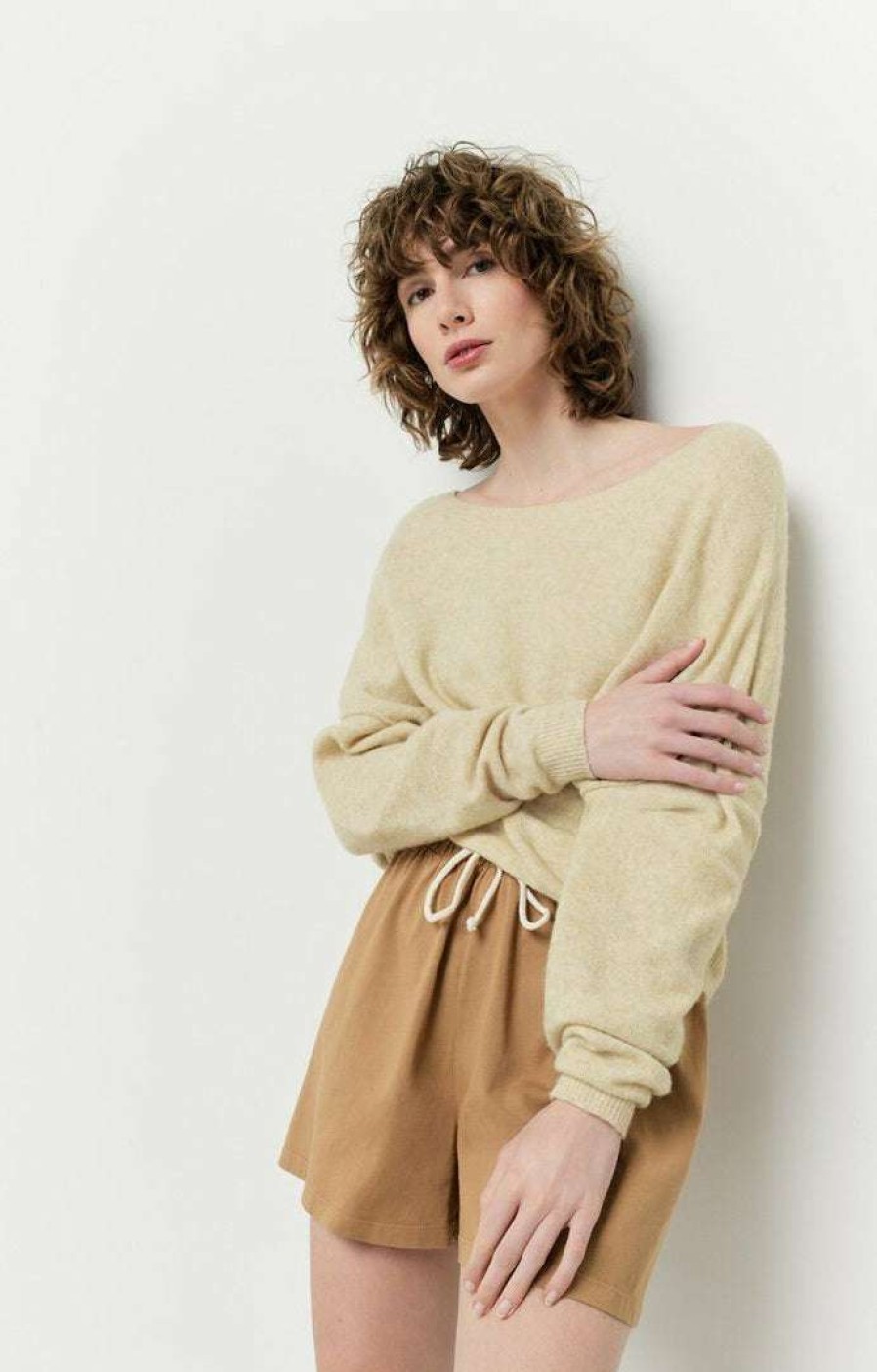 Clothing * | American Vintage Light Beige 'Damsville H22' Knit Sweater